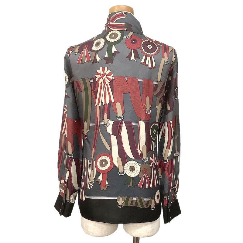 楽天市場】GUCCI グッチ ブラウス シルク グレー ブラック レッド