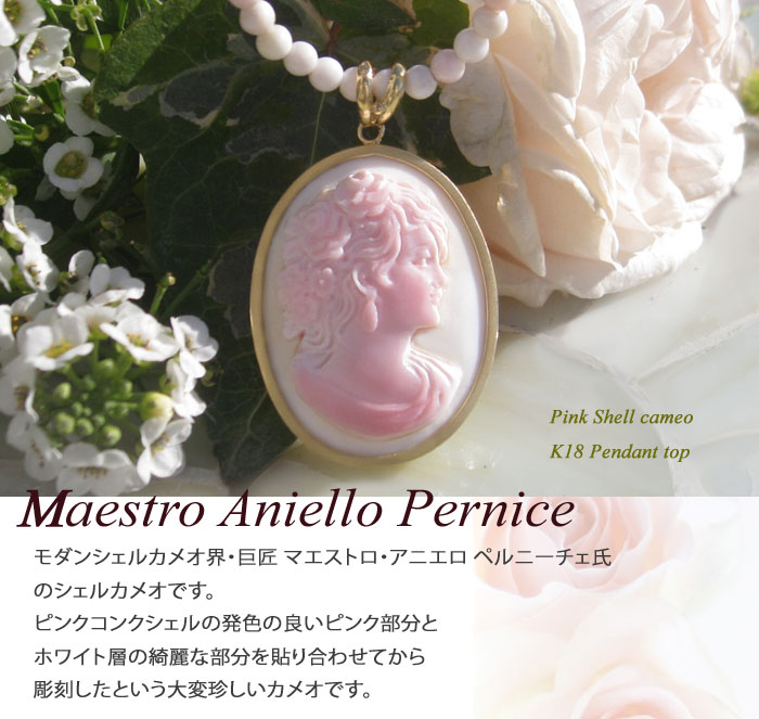 楽天市場】Maestro Aniello Pernice作 ピンク コンクシェル カメオ K18