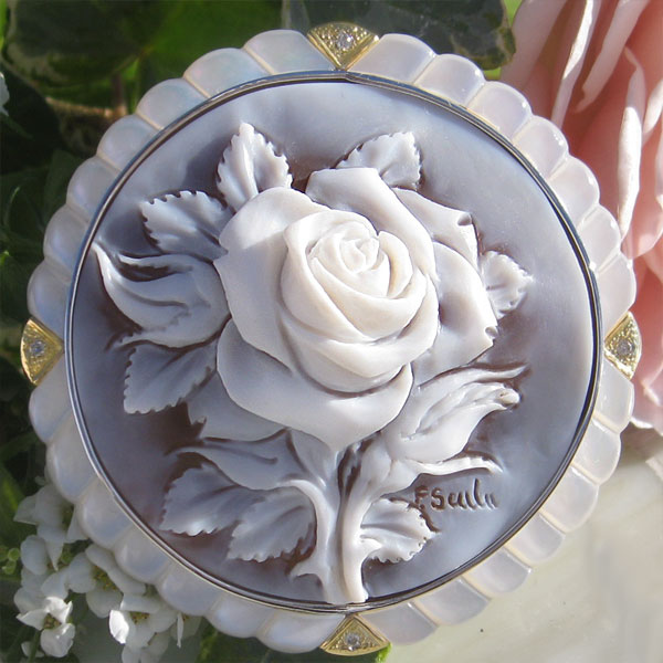 ITALY SILVER900 シェルカメオブローチ 貴婦人 楕円形 ペンダント