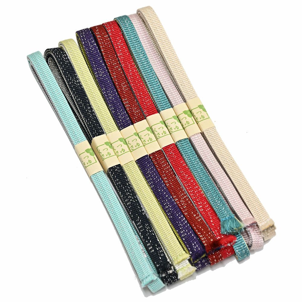 三分紐 リバーシブル 正絹 銀糸入り 帯留めと一緒に 半幅帯にも ：つゆ