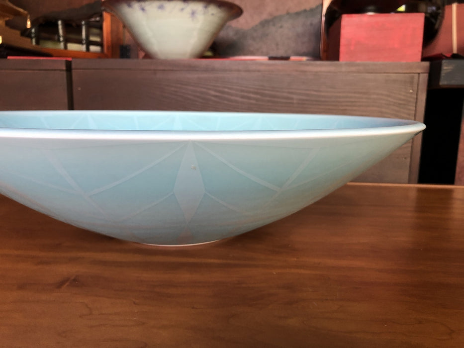 天青瓷釉彩更紗文鉢 西山勇【限定1】 — 佐賀有田 ギャラリーつじ信