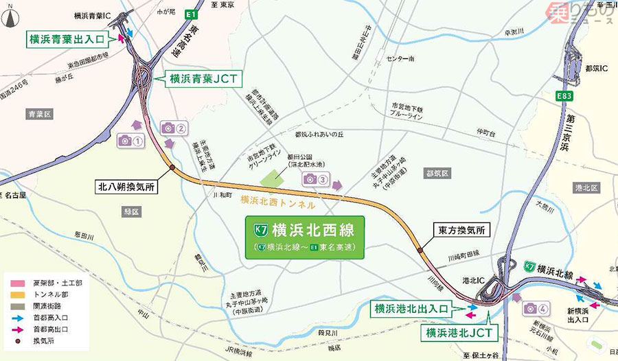 首都高「横浜北西線」2020年3月開通へ 路線番号はK7 東名と横浜市街地