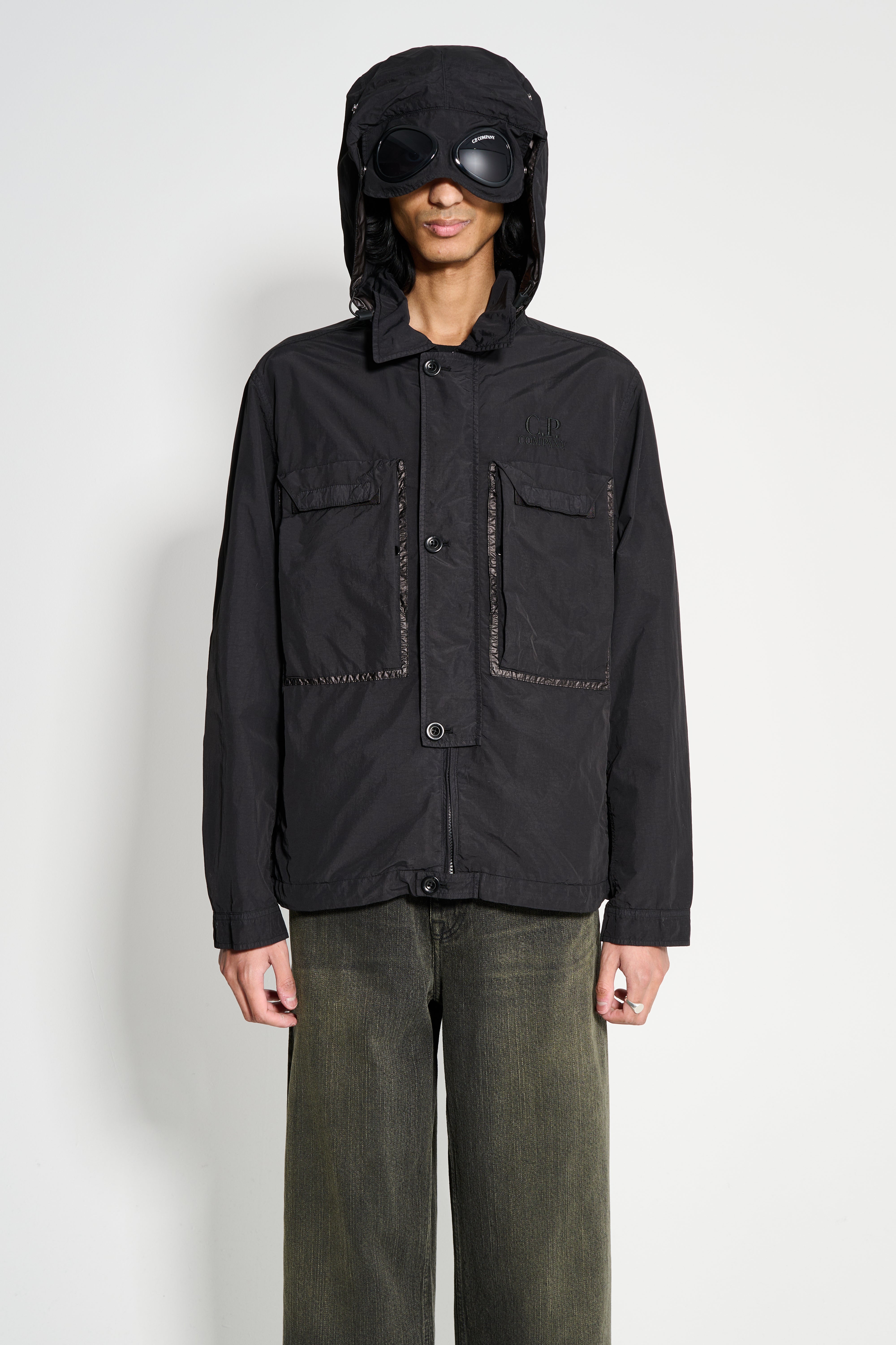 C.P. Company Flat Nylon Goggle Overshirt Black – Très Bien