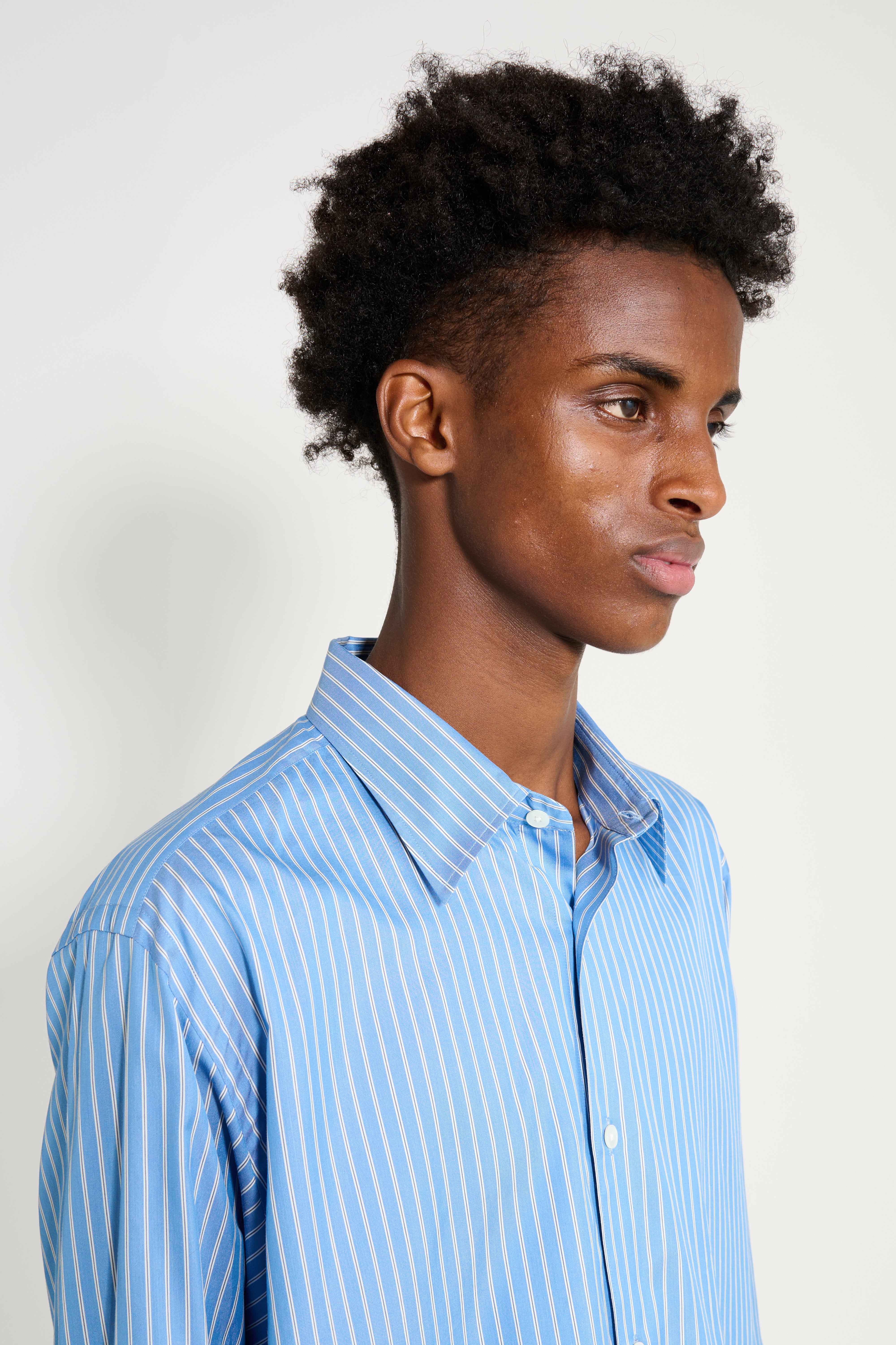 Auralee Cotton Silk Stripe Shirt Blue Stripe – Très Bien