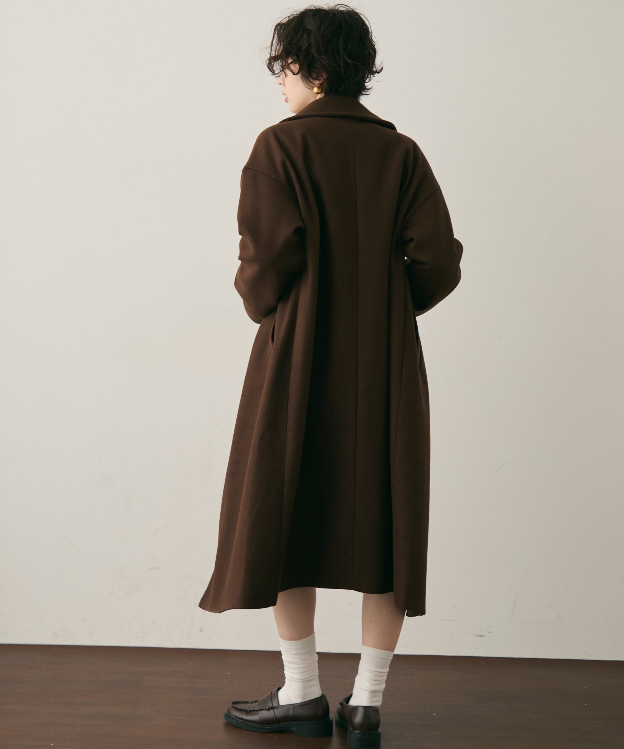 フェイクウールダブルロングコート | Trish