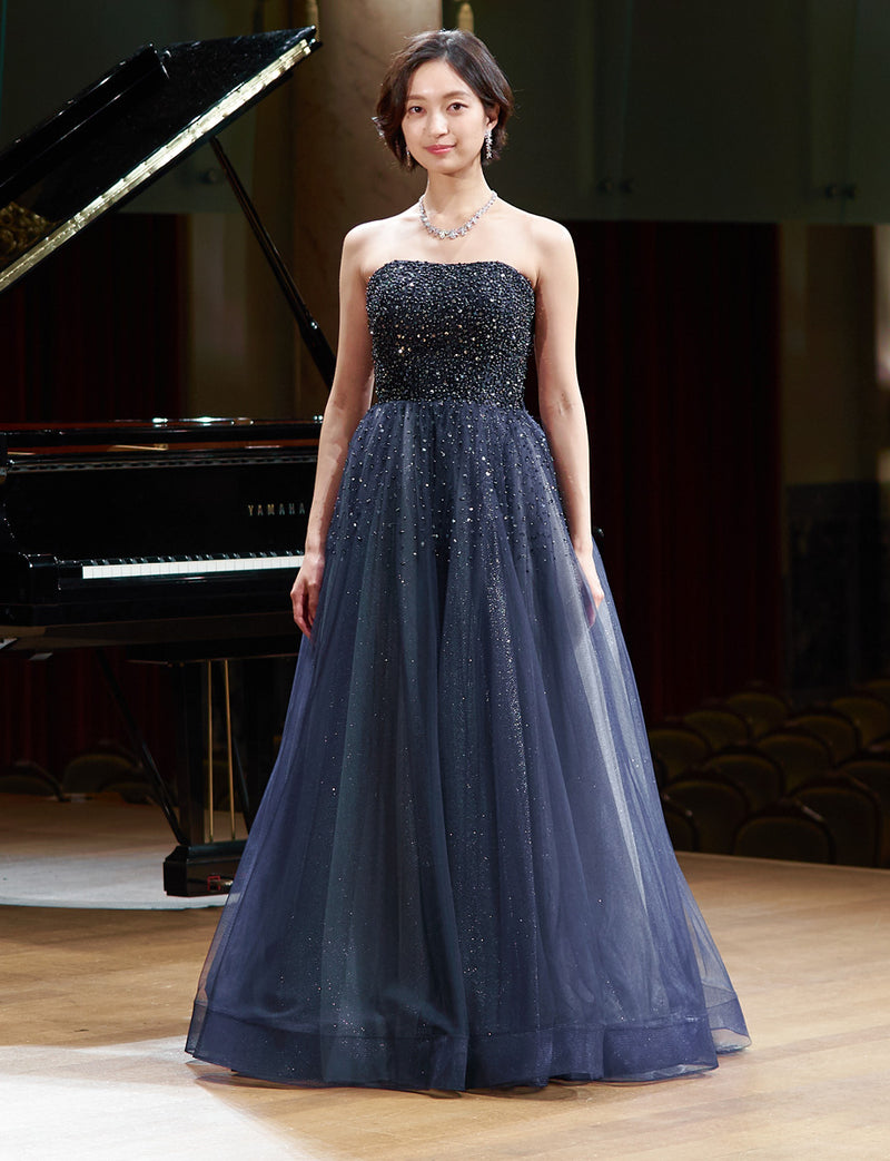 ダークネイビー ステージドレス・演奏会ドレスにお薦めロングドレス