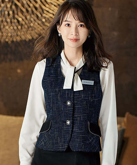 全1色】ベスト（コスモツイード/エコ素材・名札ポケット付） 12040