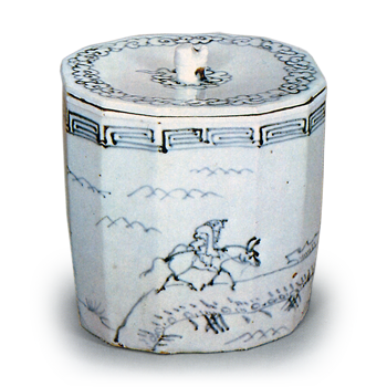 呉須十二角騎馬文水指 ごすじゅうにかくきばもんみずさし | 鶴田 純久