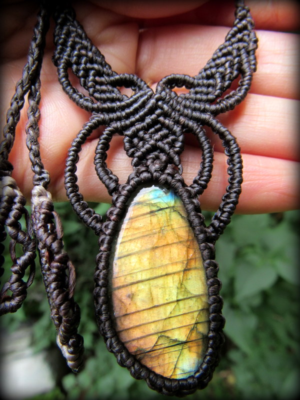 マルチカラーラブラドライト オレンジカイヤナイト マクラメ