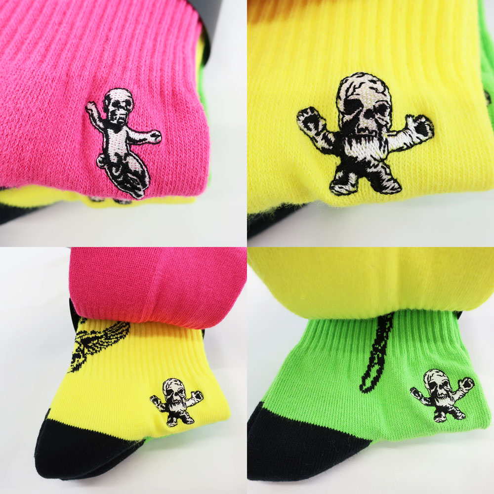 天白】【CHROME HEARTS】クロムハーツ ソックス 靴下 ピンク/イエロー