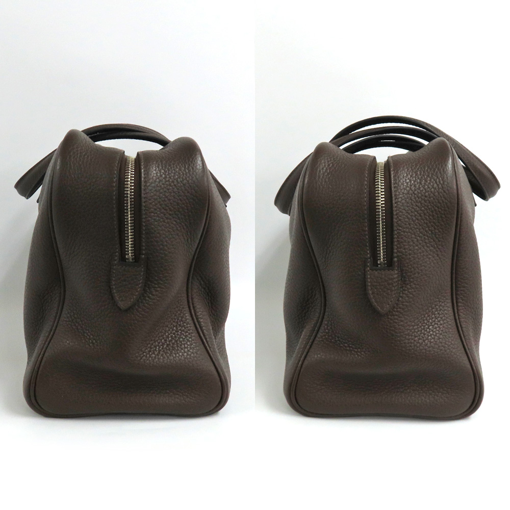 名古屋】【HERMES】エルメス ヴィクトリア35 カフェ シルバー金具 □Q