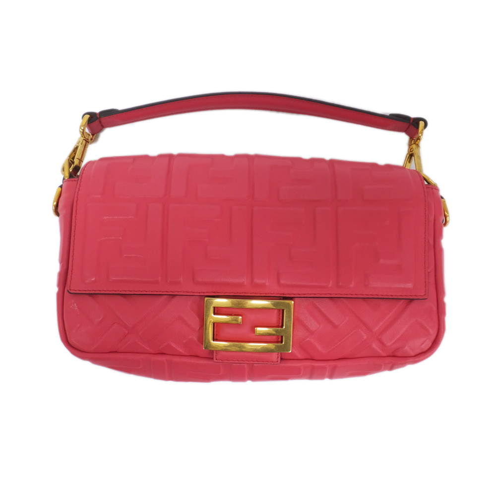 天白】【FENDI】フェンディ マンマバケット ピンク 2WAY ズッカ柄