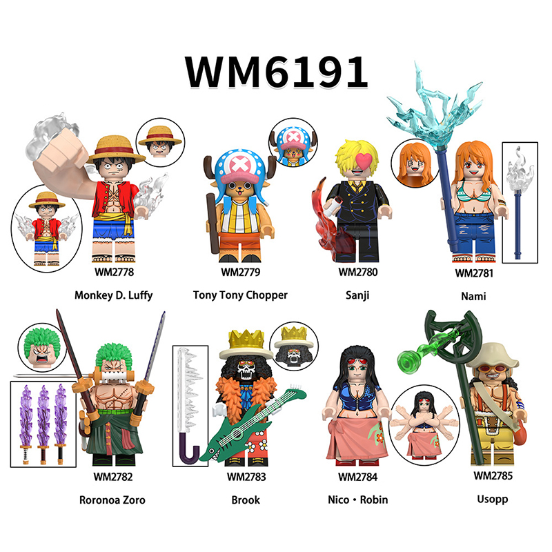 Japanese Anime Game Roronoa Zoro Brook Usopp Robin Minifigs Kids Toys