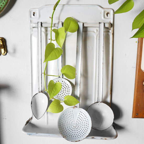 アンティーク ホーローレードルセット＆ラック（uag1165