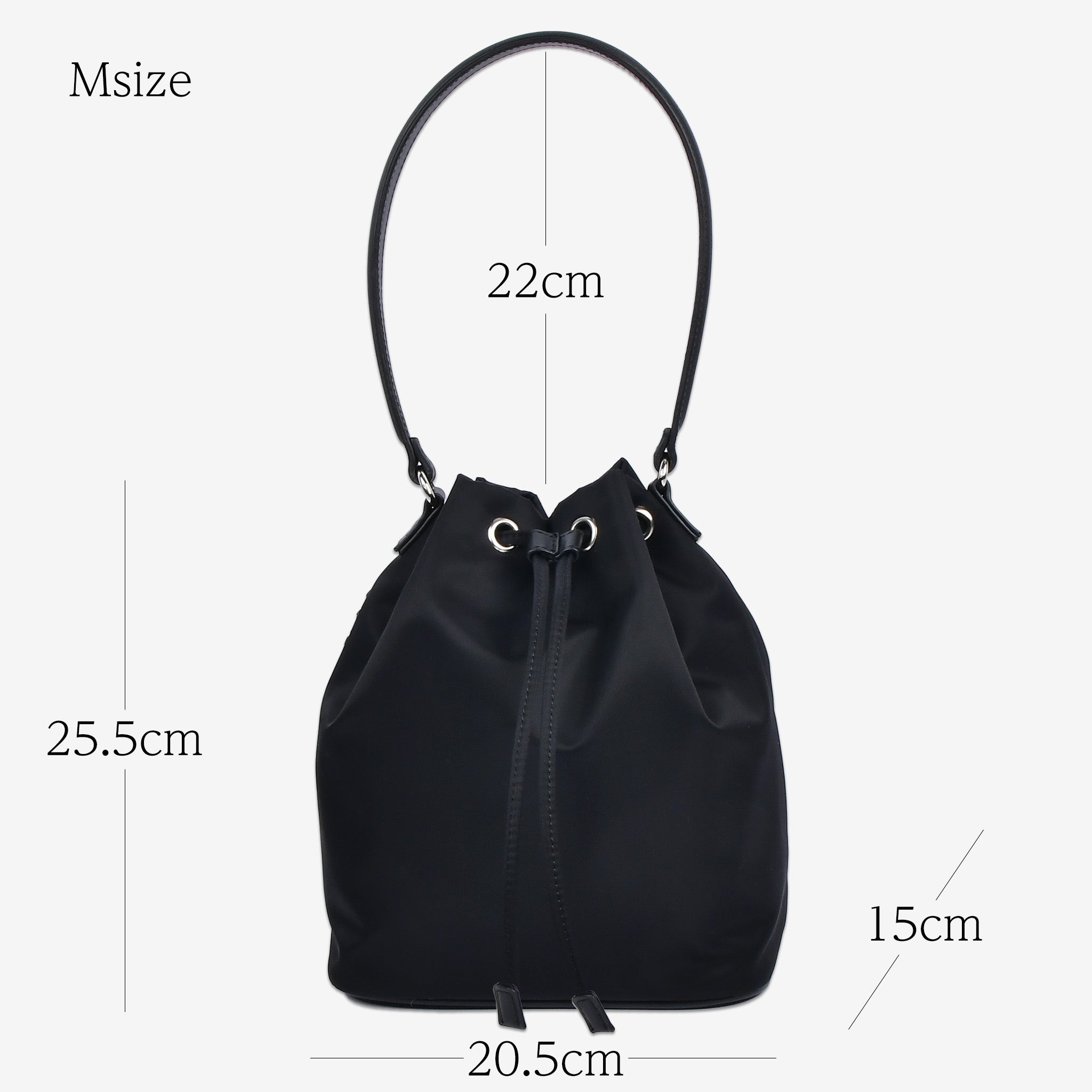 ナイロン×レザー】Drawstring Bag-巾着バッグ (S・M)