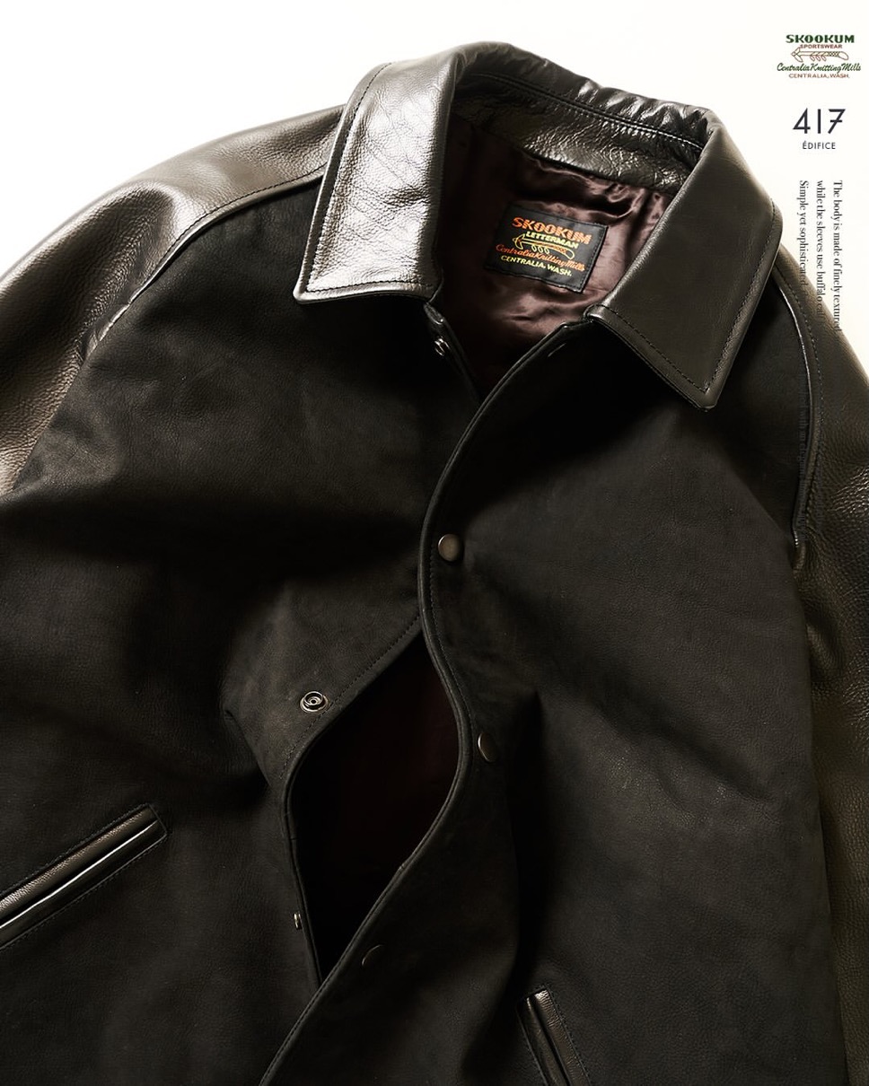 417 EDIFICE x SKOOKUM 25AW 別注レザースタジャンの国内追加先行予約