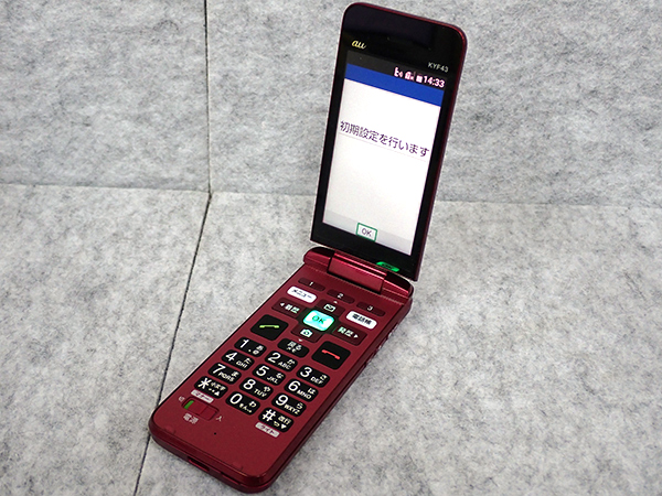 中古 美品】SIMフリー au かんたんケータイ KYF43 ワインレッド