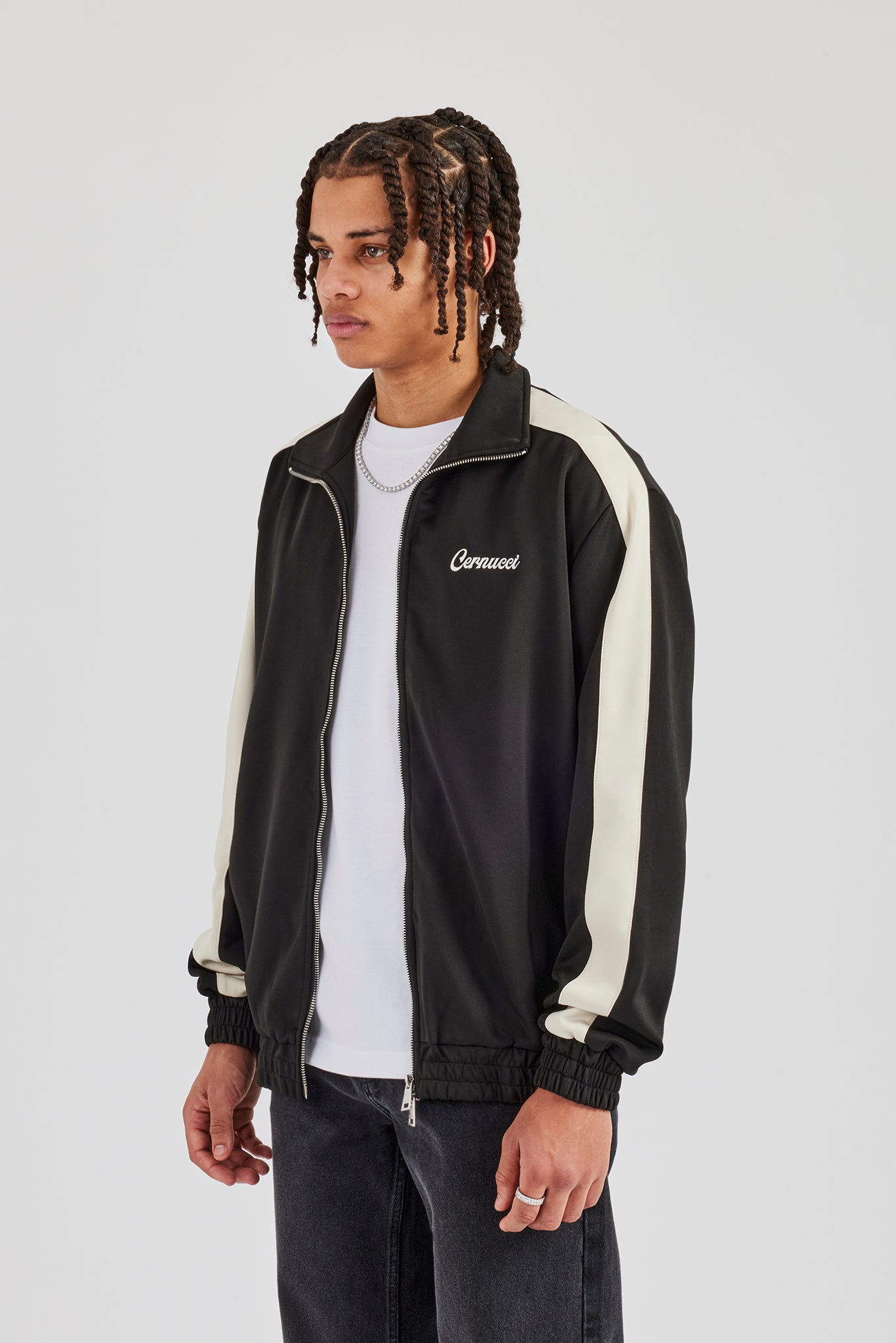 Contrast Panel Track Jacket - Black | Mens Outerwear | Shop
