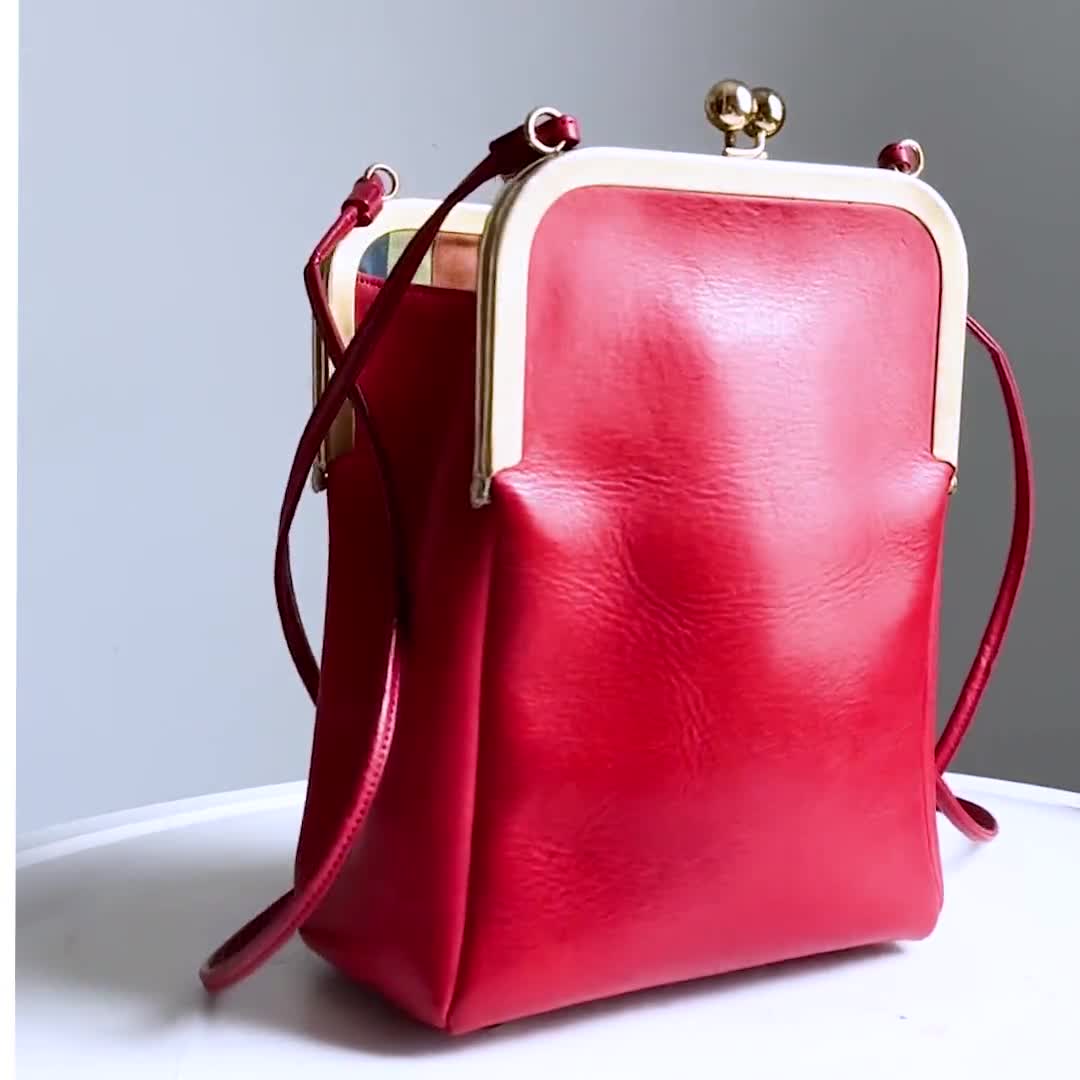 70s Bonnie Cashin for Coach Double Entry Swinger Bag Red Leather
