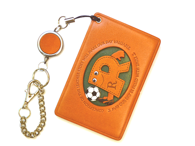 サッカー R アルファベット 定期入れ/パスケース 革/レザー メール便