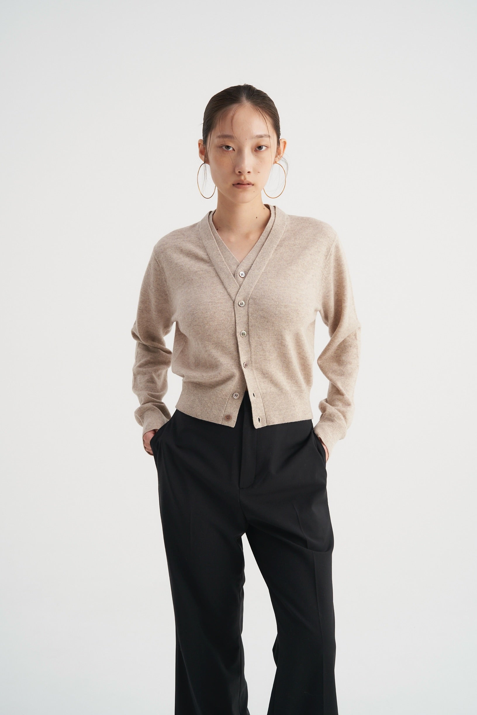 Double collar wool knit cardigan – Venica