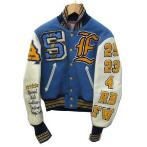 スタイルアイズ スタジャン SE10072 袖レザー レタード ウール 36 S 青