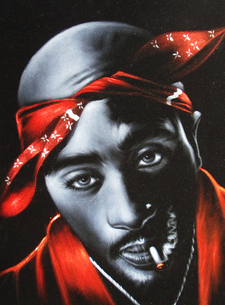 Tupac Amaru Shakur portrait, 2Pac, Original Oil Painting on Black