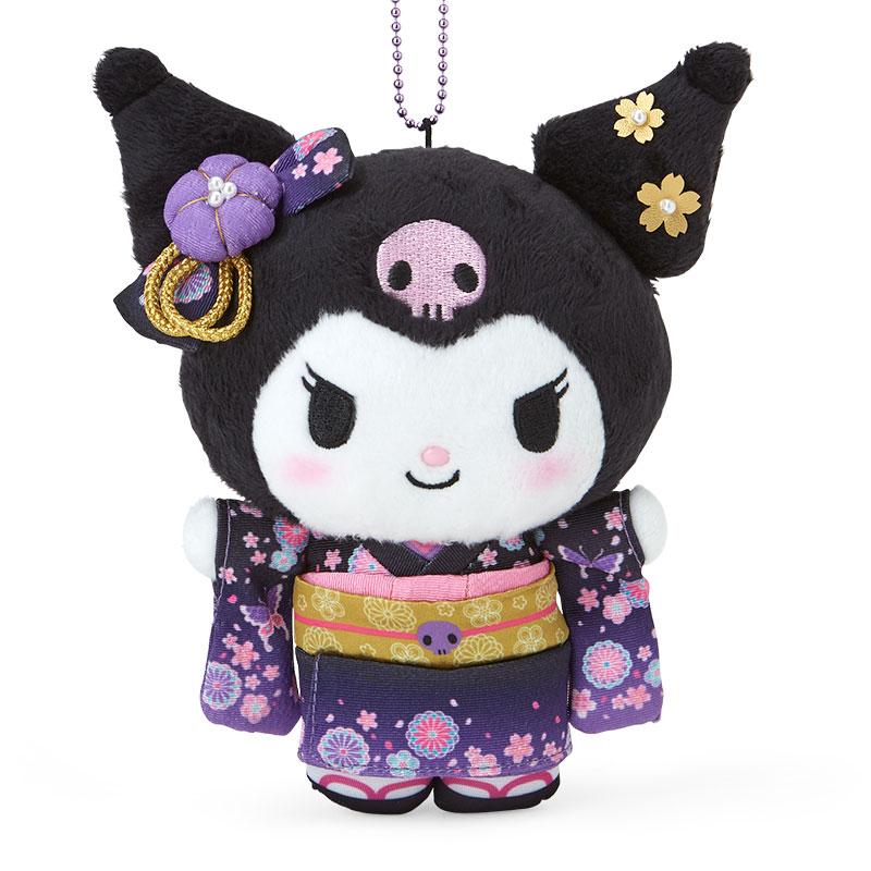 Kuromi Plush Mascot Holder Keychain Kimono Sanrio Japan Sakura
