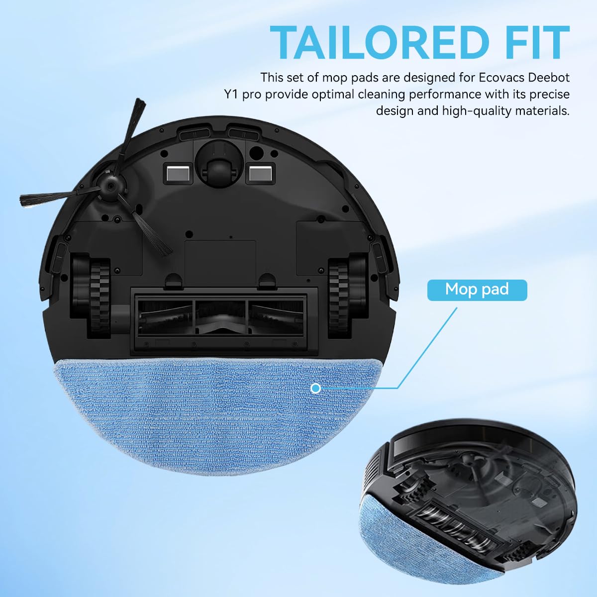 Verilux Replacement Mop Pads for Ecovacs Deebot Y1 Pro featuring