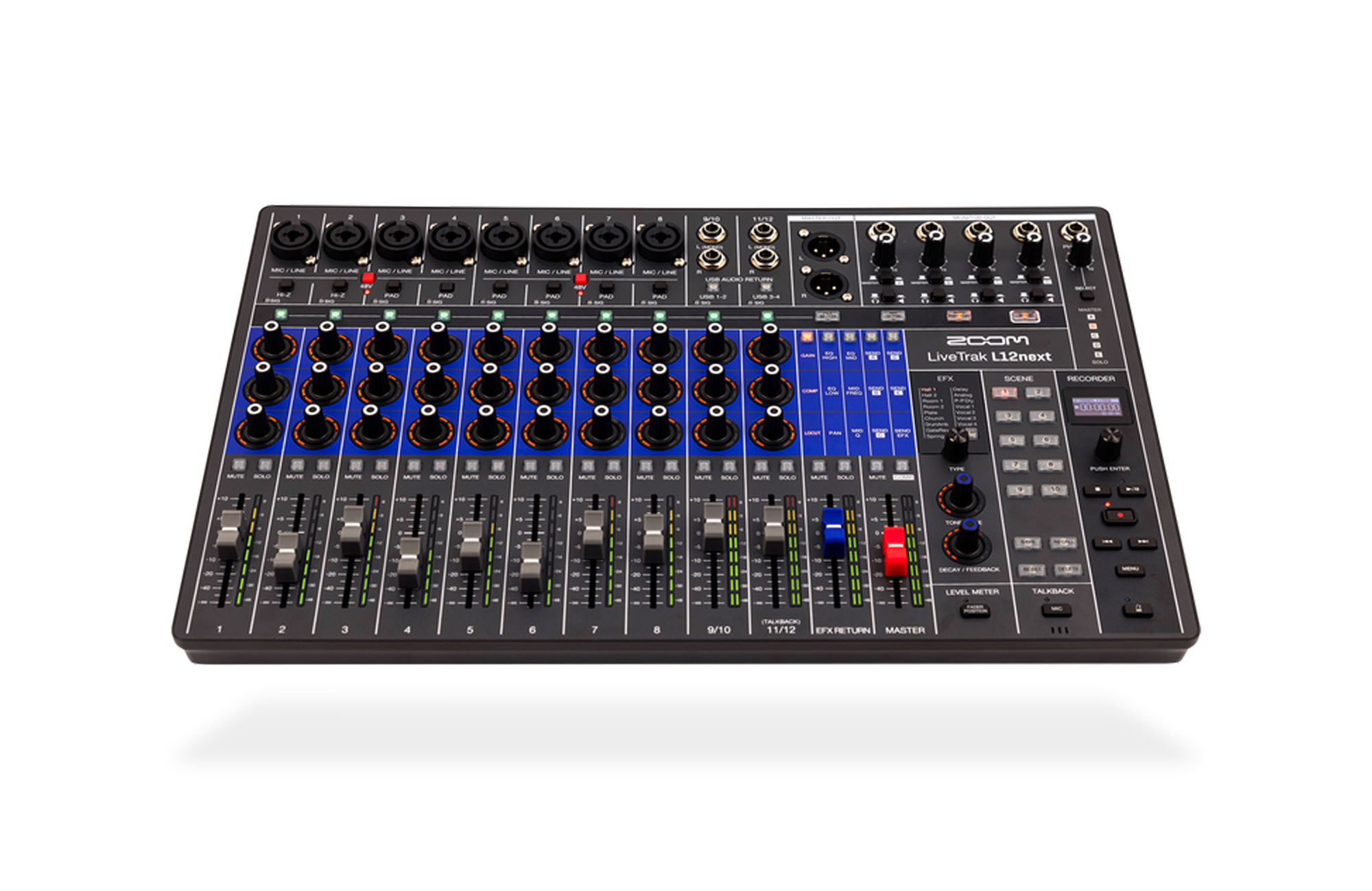 ZOOM、12チャンネルのライブミキサー＆レコーダー「LiveTrak L12next