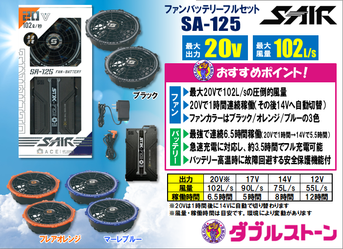 2025年新発売 空調服デバイス】S-AIR ファンバッテリーフルセット SA