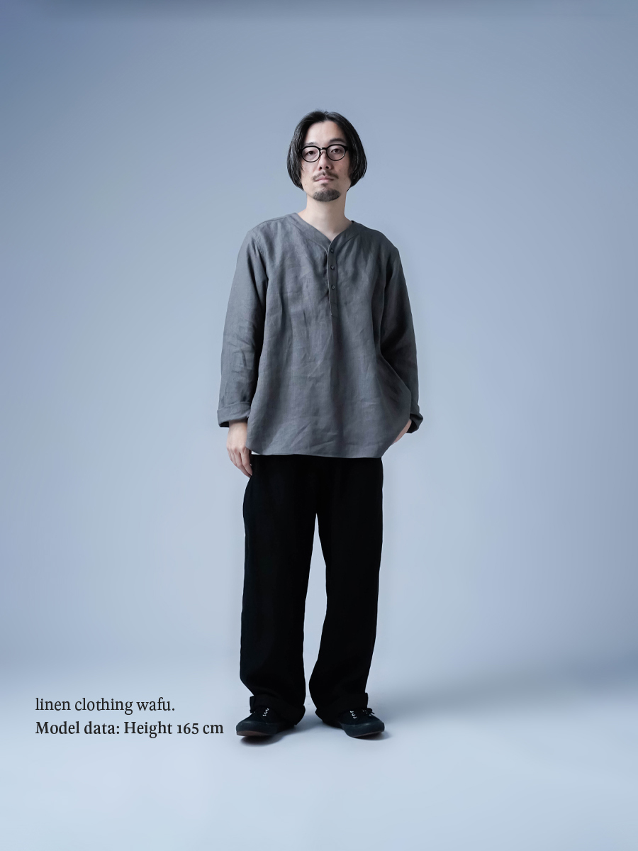 リネントップス】快適さ無制限 スリーピングシャツ ／ 鈍色 t030c-nib1