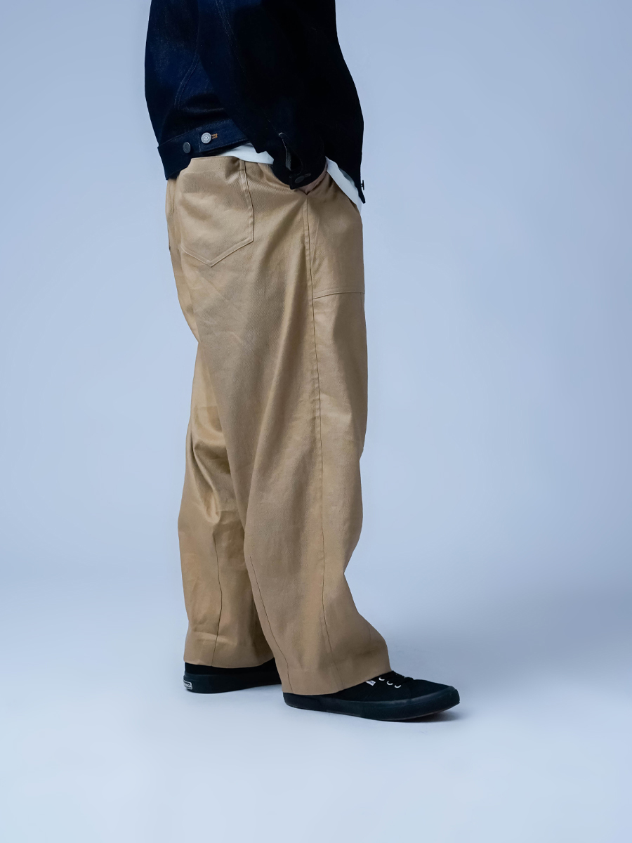 リネンソロテックス】肩肘張らない リラックスワイドパンツ