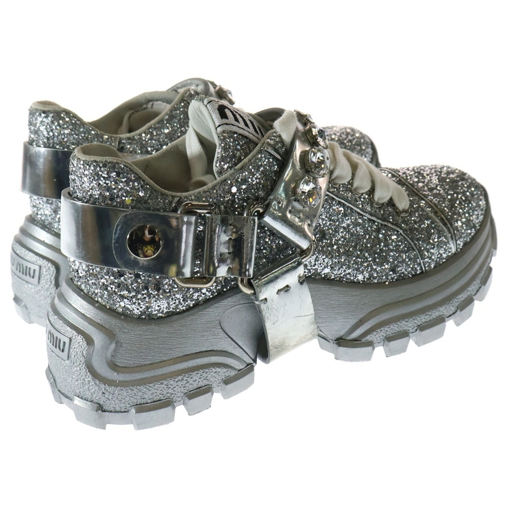 miumiu(ミュウミュウ) ラメグリッター ビジュー装飾 ハーネス レザー