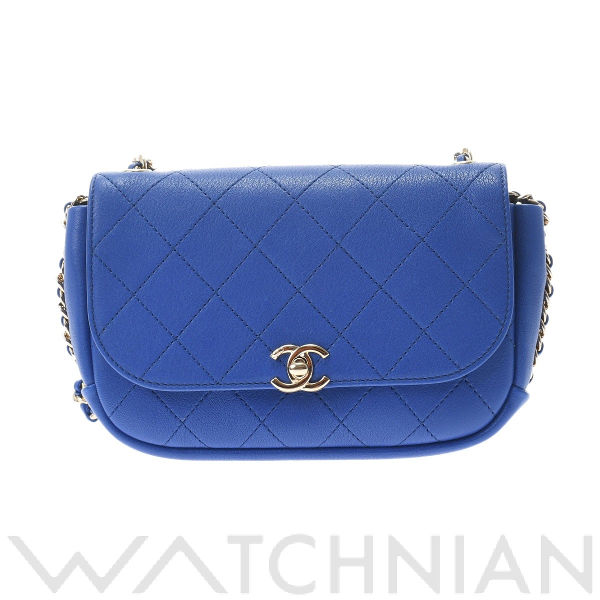 シャネル / CHANEL チェーンショルダー ブルー/ゴールド金具 カーフ