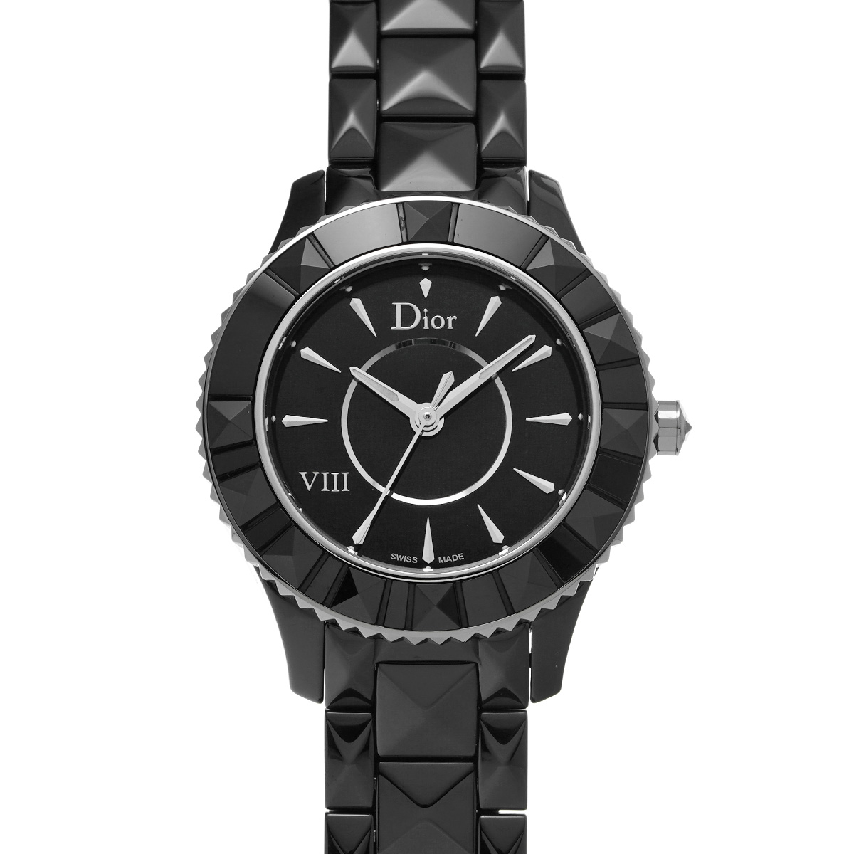 ディオール ユイット CD1231E0 ブラック レディース 時計 【中古