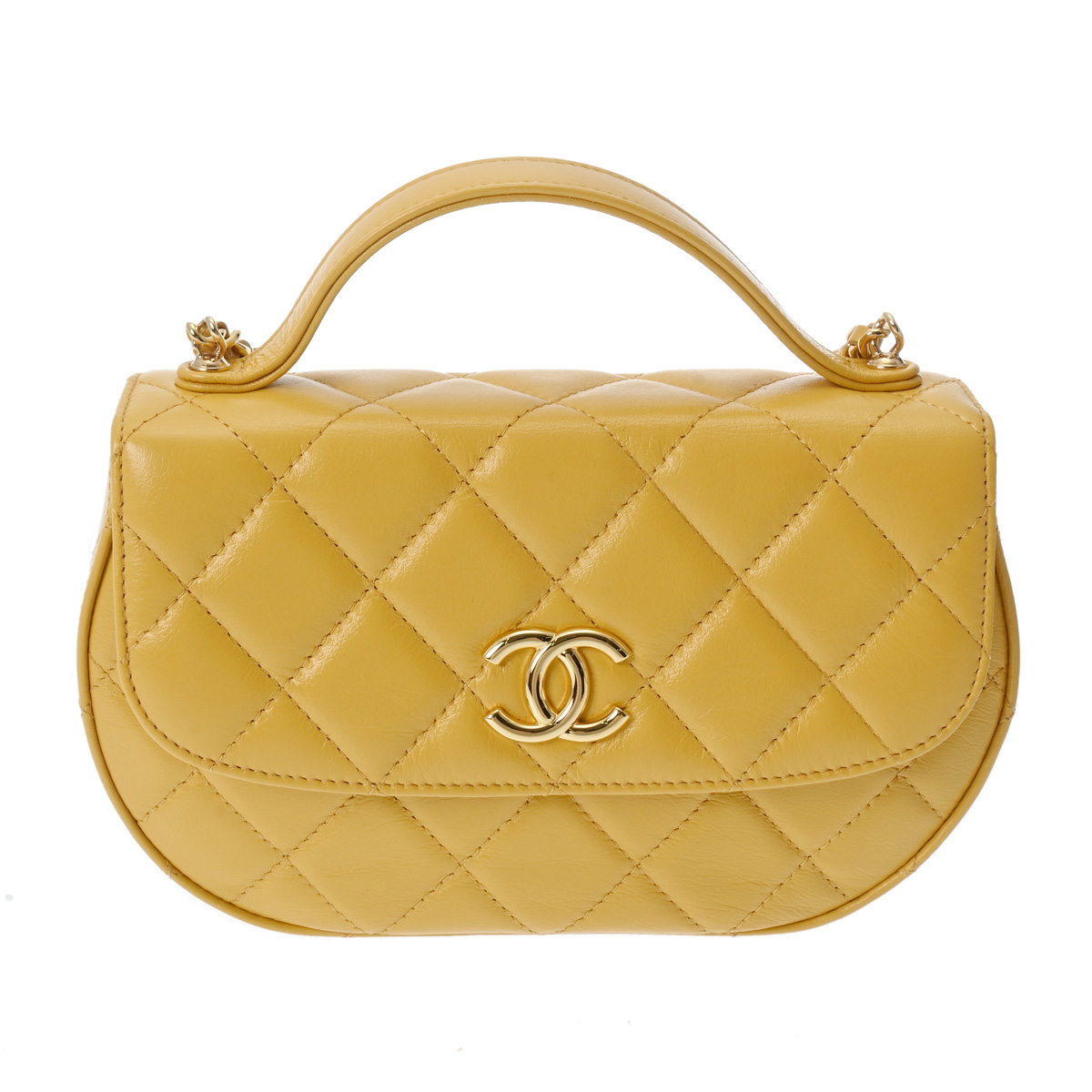 シャネル チェーンショルダー イエロー カーフスキン レディース