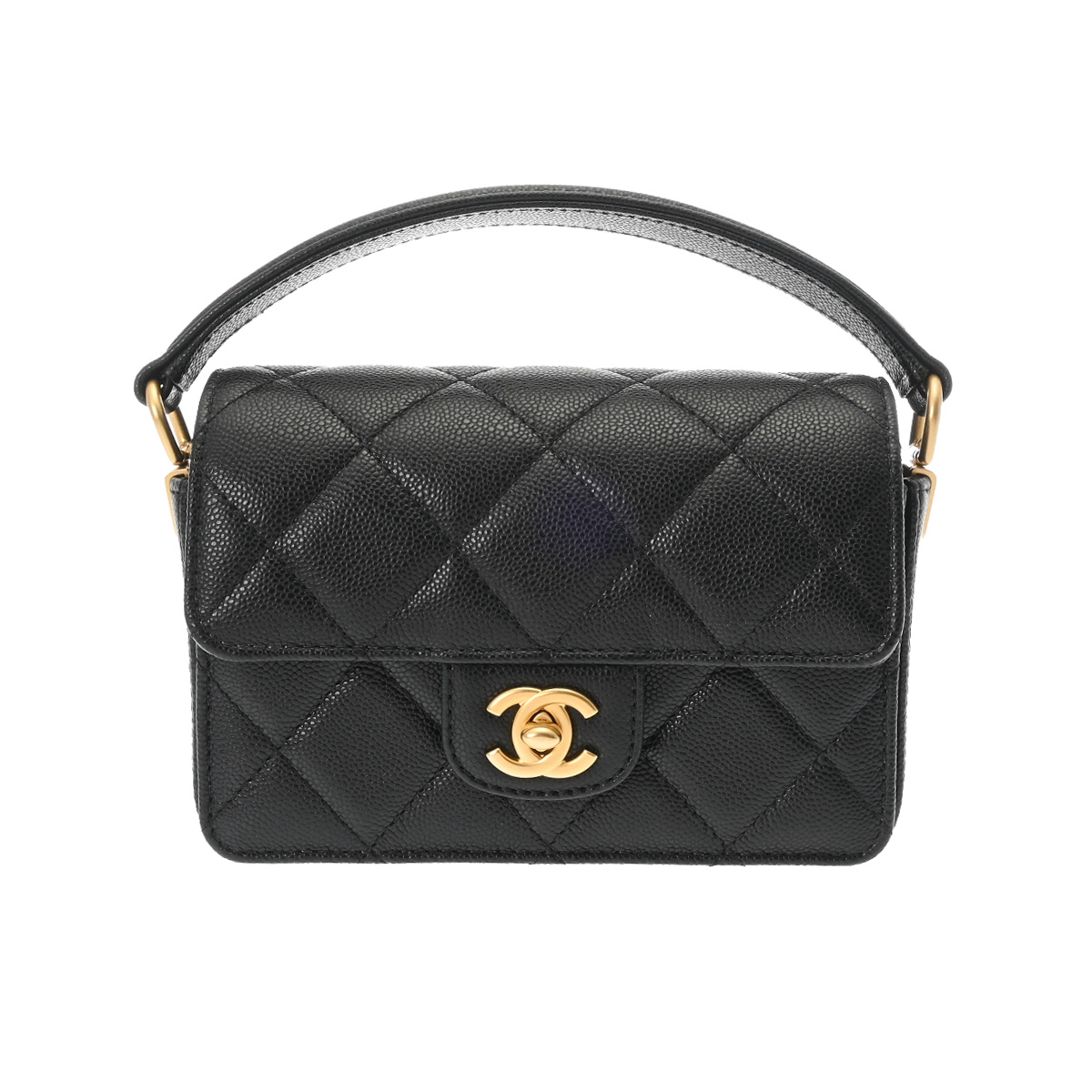 シャネル トップハンドル ミニフラップバッグ ブラック AS5165 グレ