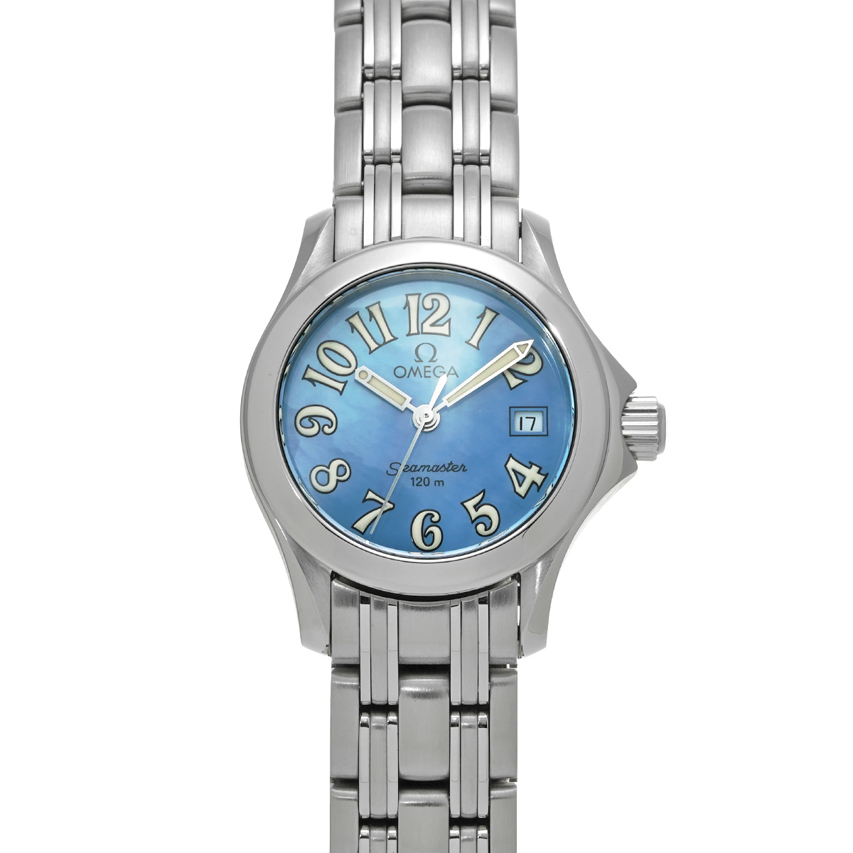 オメガ シーマスター120 2581.88 ブルーシェル レディース 時計 【中古