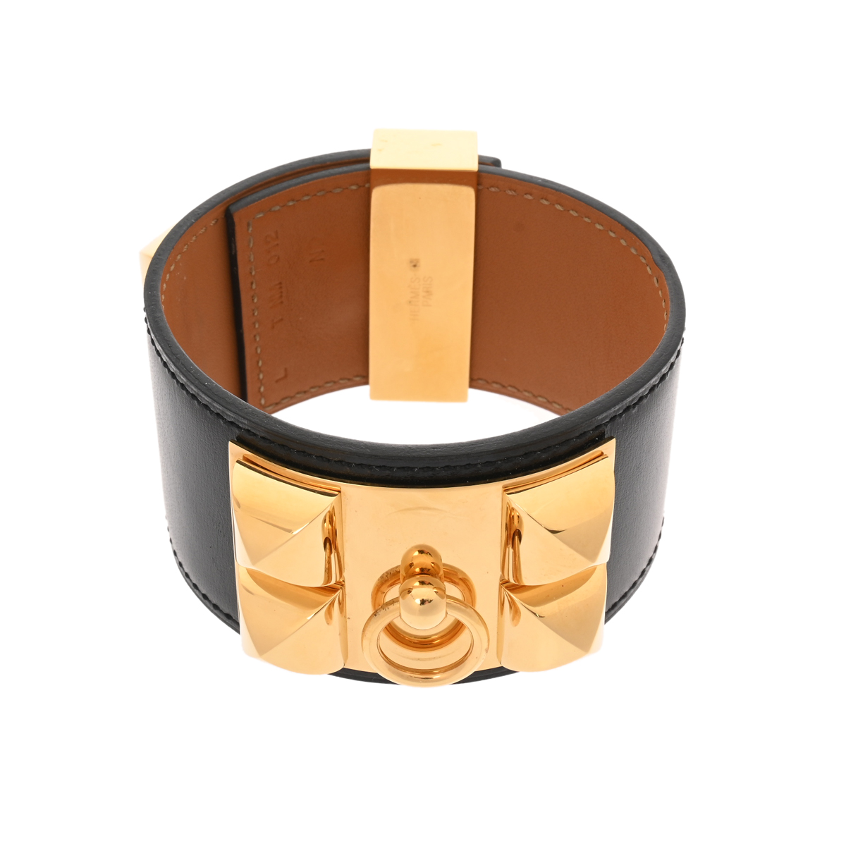 エルメス コリエドシアン ブレスレット #L ブラック/ゴールド金具