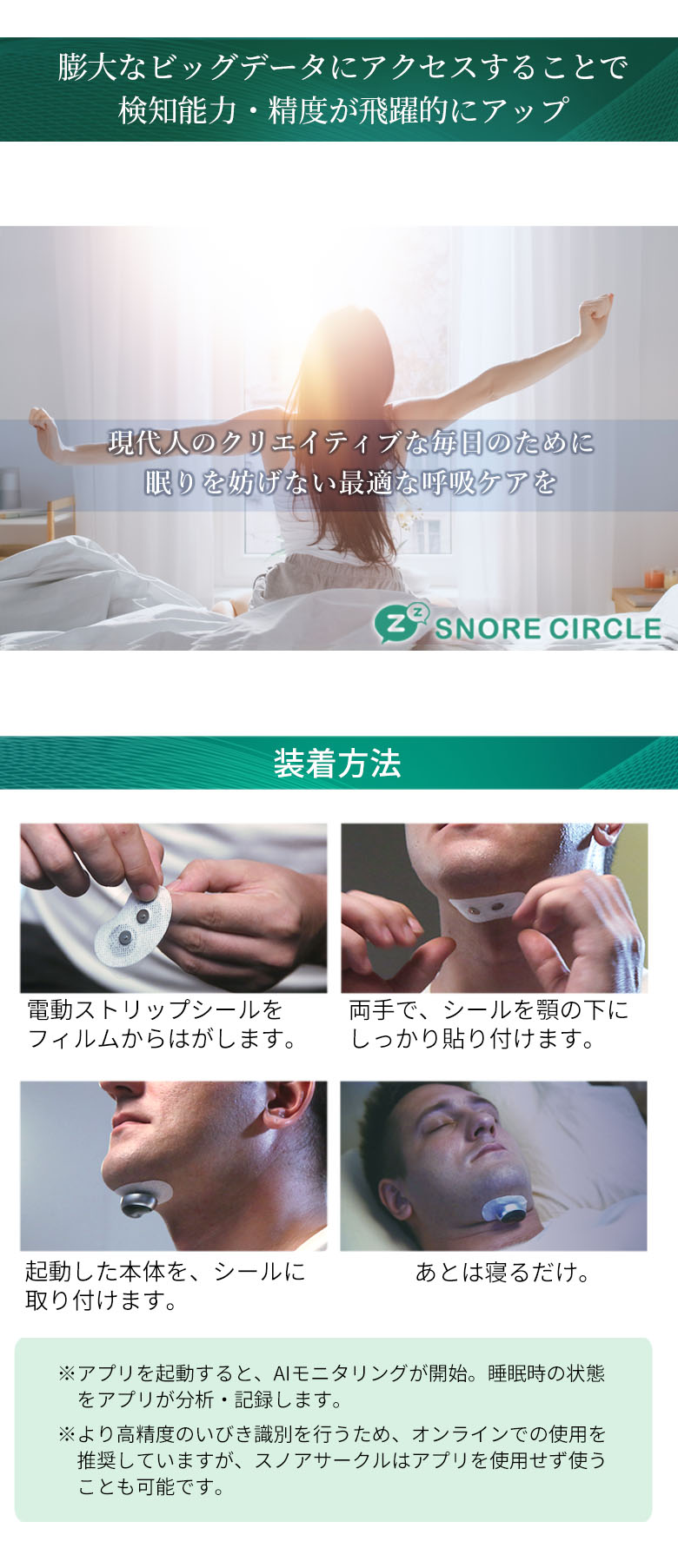 あごに貼るだけ いびき防止グッズ Snorecircle pro スノアサークル