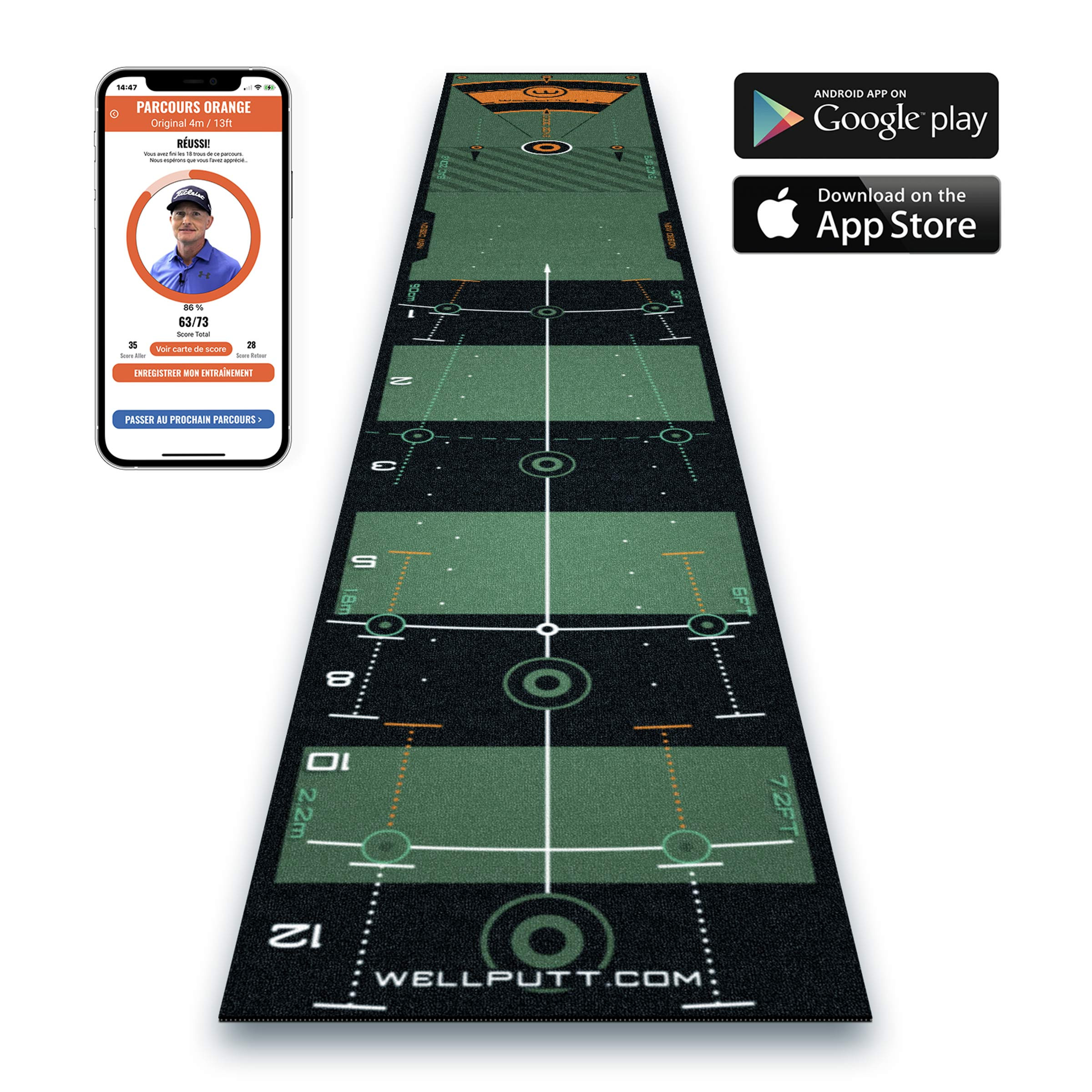 Putting training mat golf indoor - 3m Classic | Wellputt