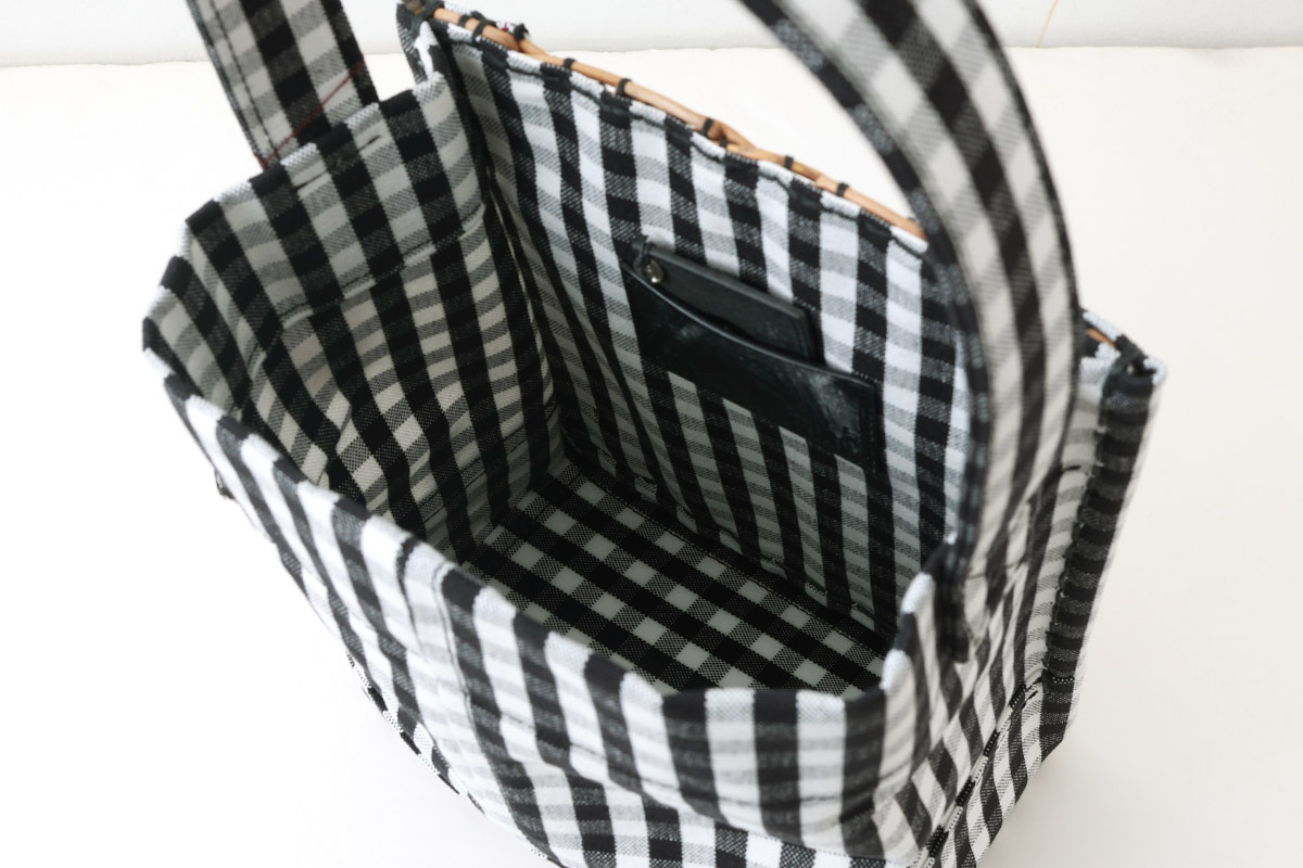 ebagos エバゴス ギンガム・ワンハンドルトート M