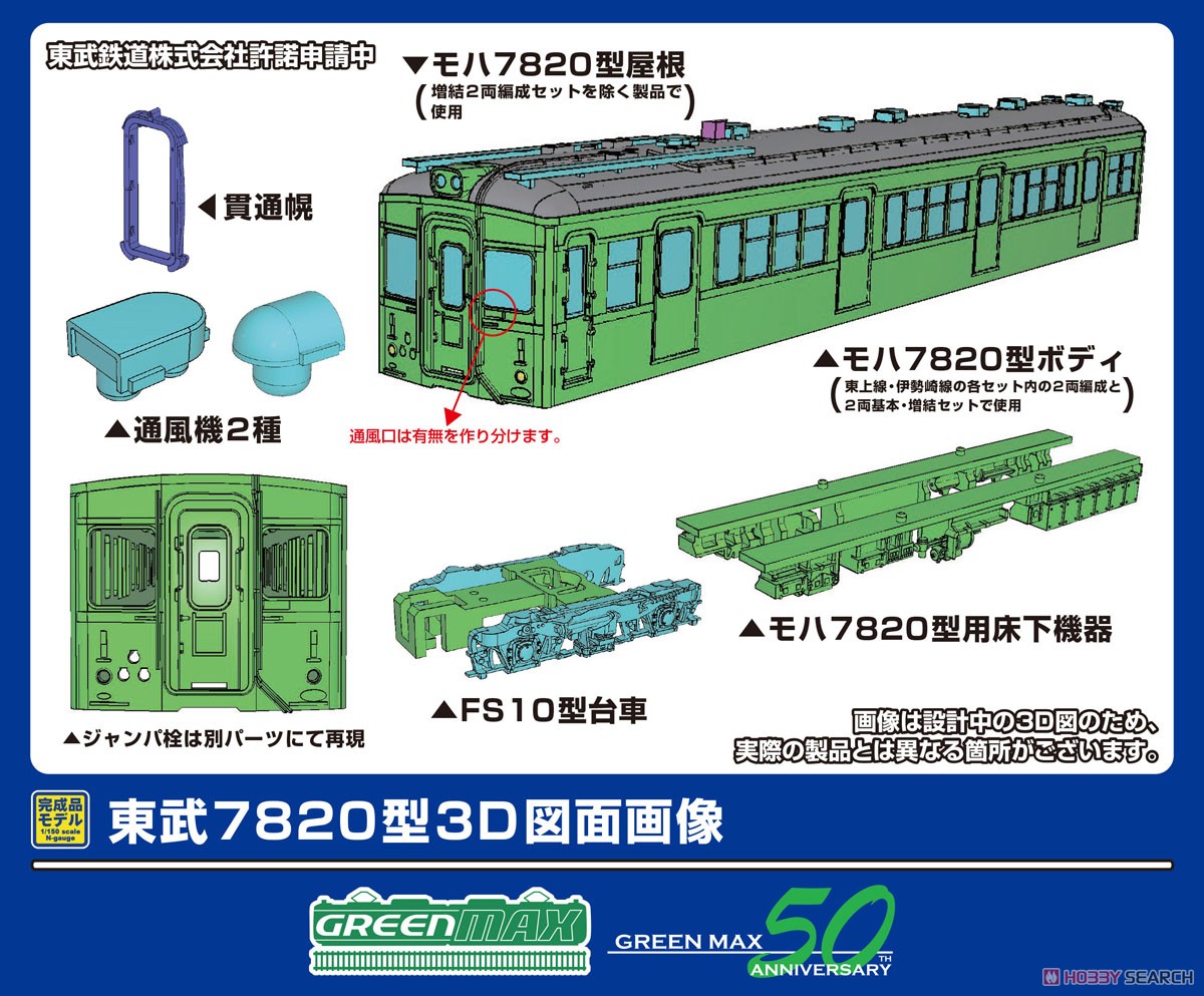東武7820型 (車番選択式) 基本2両編成セット (動力付き) (基本・2両