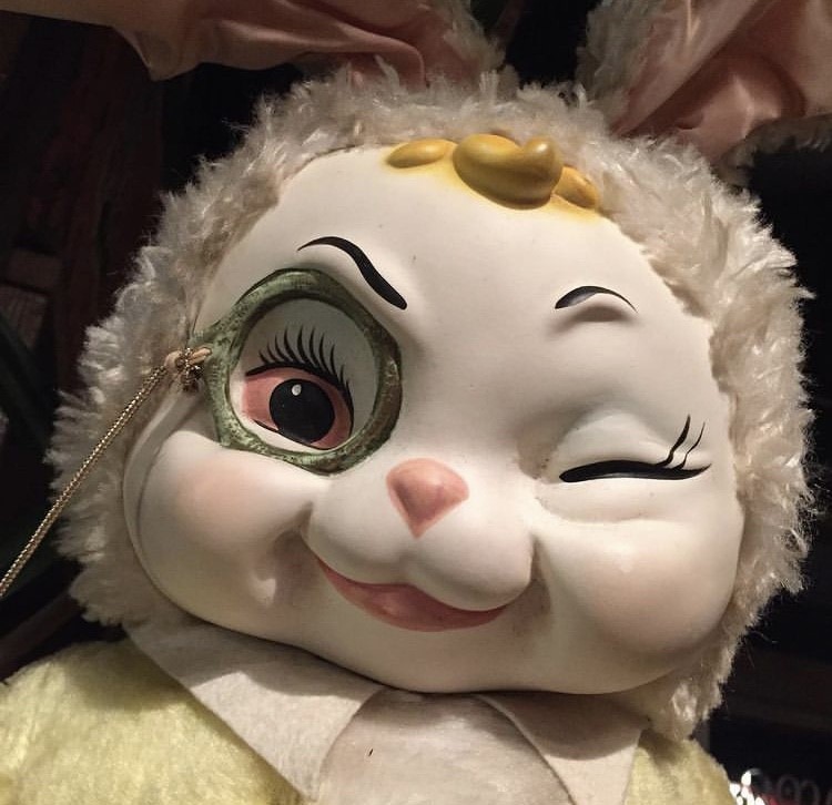 Vintage Rushton Store Display Rubber Face Bunny Plush Stuffed