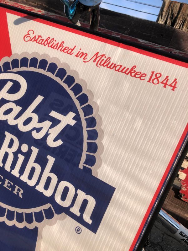 Vintage Pabst Blue Ribbon Beer Store Display Vinyl Banner Sign