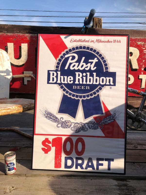 Vintage Pabst Blue Ribbon Beer Store Display Vinyl Banner Sign
