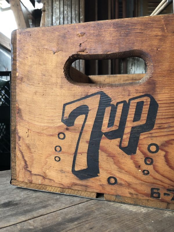 70s Vintage Advertising 7up Wooden Crate Wood Box (M810