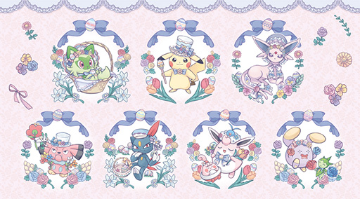 エーフィ，ニャオハ，ブルーたちがフリル付きの衣装でおめかし。グッズ