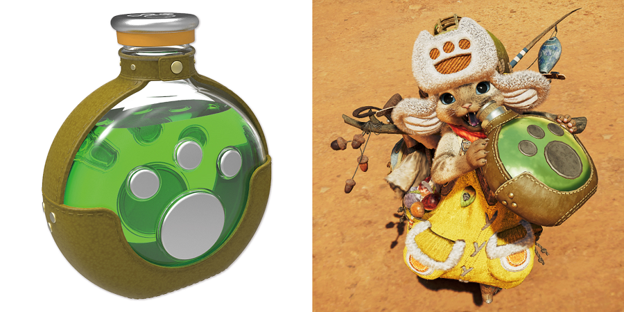 モンスターハンターワイルズ」，オトモアイルー愛用の回復薬ボトルや